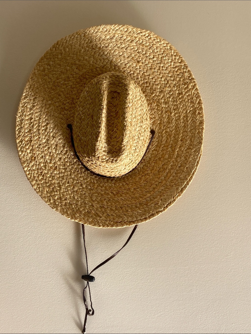 DP Dorfman Pacific Wide-Brim Straw Sun Hat Chin Leather Cord - Natural Men’s L